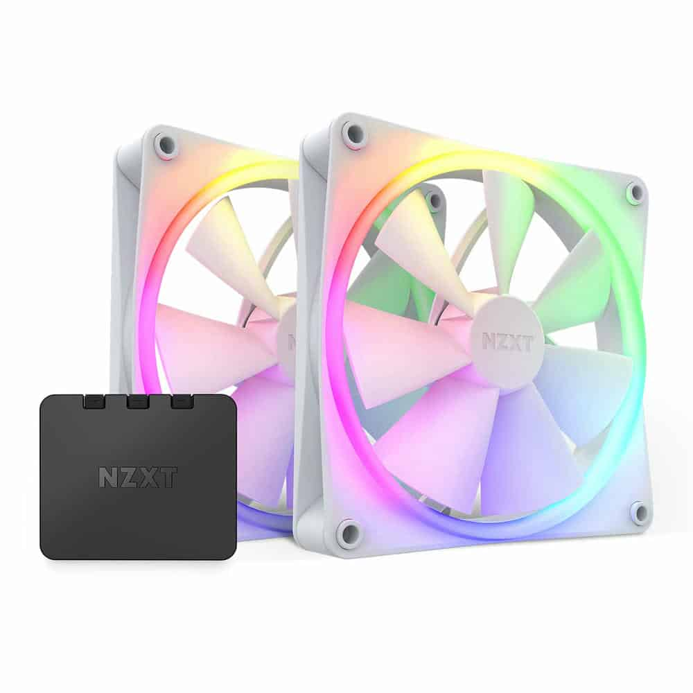 NZXT F140 RGB 140mm PWM High Airflow Fan Twin Pack - White